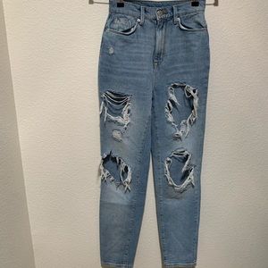 BDG High-Waisted Mom Jean - Destroyed Light Wash